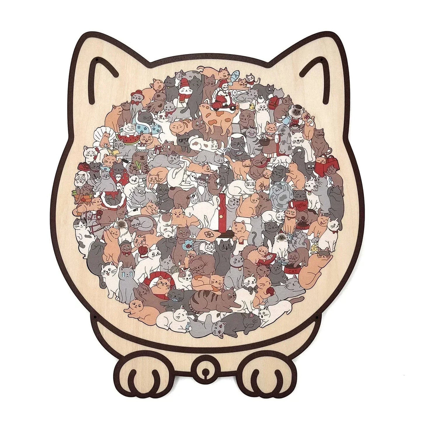 🎅🎄Drewniana układanka w kształcie kota, 135 elementów, w kolorach Morandi🐱🎁