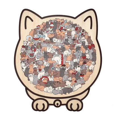 🎅🎄Drewniana układanka w kształcie kota, 135 elementów, w kolorach Morandi🐱🎁