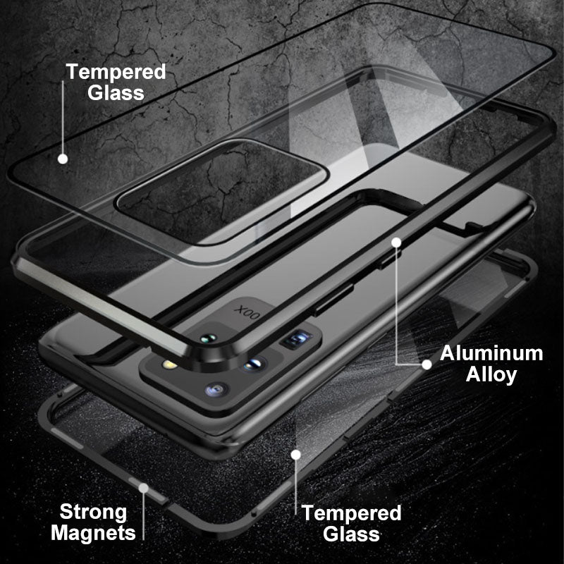 💥Etui magnetyczne z hartowanego szkła, dwustronne, do telefonów Samsung serii S23-S25
