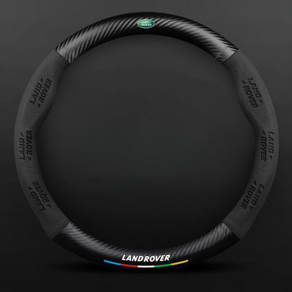 TrackVibe | Czarny pokrowiec na kierownicę z zamszu węglowego – antypoślizgowy i odporny na zużycie