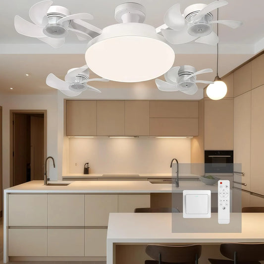 Nowoczesna lampa z wentylatorem sufitowym na gwint E27 (model 2026) – cichy wentylator LED 2 w 1 ze sterowaniem pilotem