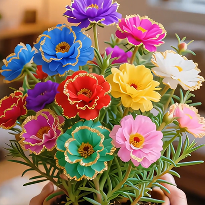Złota koronka Portulaca🌸✨ Wspaniałe podwójne kwiaty dla bezproblemowego letniego koloru