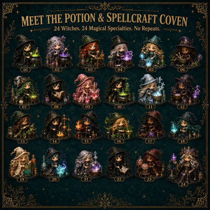 🧙‍♀️24 Days Of Witchy Surprises Advent Calendar | 24 Unique Collectible Witches with Magical Themes, Mini Figures & Fantasy Display Collection ✨