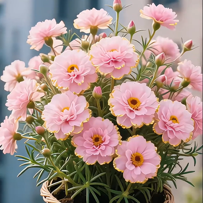 Złota koronka Portulaca🌸✨ Wspaniałe podwójne kwiaty dla bezproblemowego letniego koloru