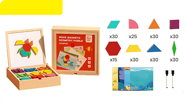 🎁Wyprzedaż świąteczna 50% TANIEJ🔥Zestaw drewnianych puzzli magnetycznych z wzorem🧩
