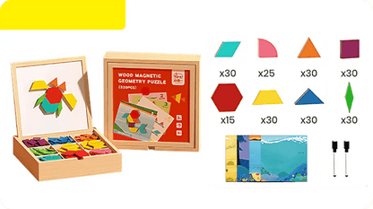 🎁Wyprzedaż świąteczna 50% TANIEJ🔥Zestaw drewnianych puzzli magnetycznych z wzorem🧩