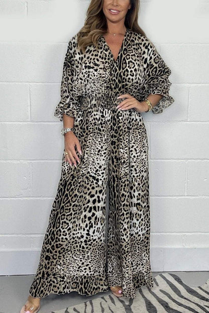 🔥🐆Promocja Ostatniego Dnia👗 Luźny kombinezon w panterkę