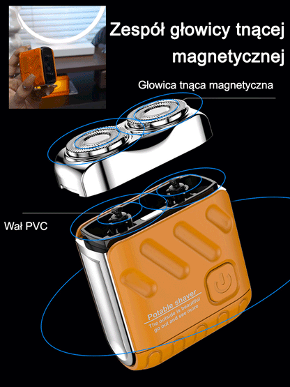 Mała stalowa maszynka do golenia z zawieszonym ostrzem magnetycznym