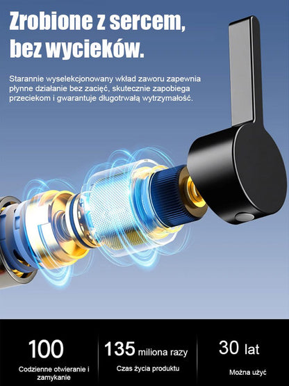 Nowo zmodernizowana obrotowa bateria ze stali nierdzewnej z ramieniem mechanicznym.