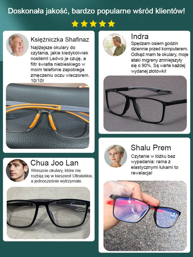Ultralekkie i wygodne okulary do czytania blokujące niebieskie światło