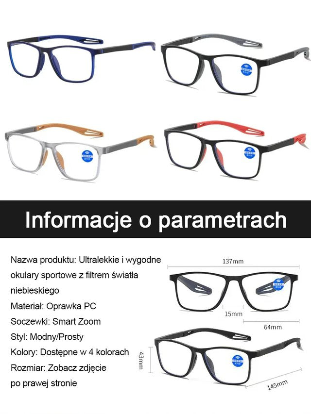Ultralekkie i wygodne okulary do czytania blokujące niebieskie światło
