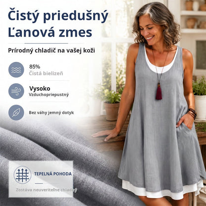 💃Damska luźna sukienka bez rękawów z dwuczęściowym, imitującym topem