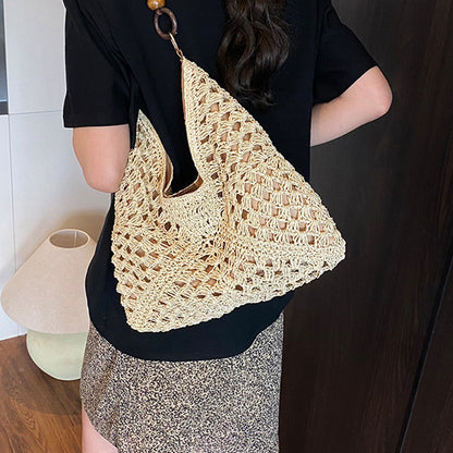 🌾 Torba w stylu boho, tkana – z podszewką | Lekka torba na ramię ze słomy – płatność przy odbiorze 🔥