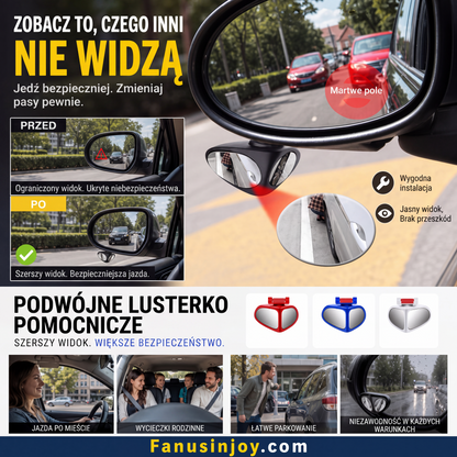 👀🚗 Nigdy nie przegapisz warunków drogowych dzięki pełnemu widokowi panoramiczna – dwustronne lusterko parkingowe HD, wodoodporne