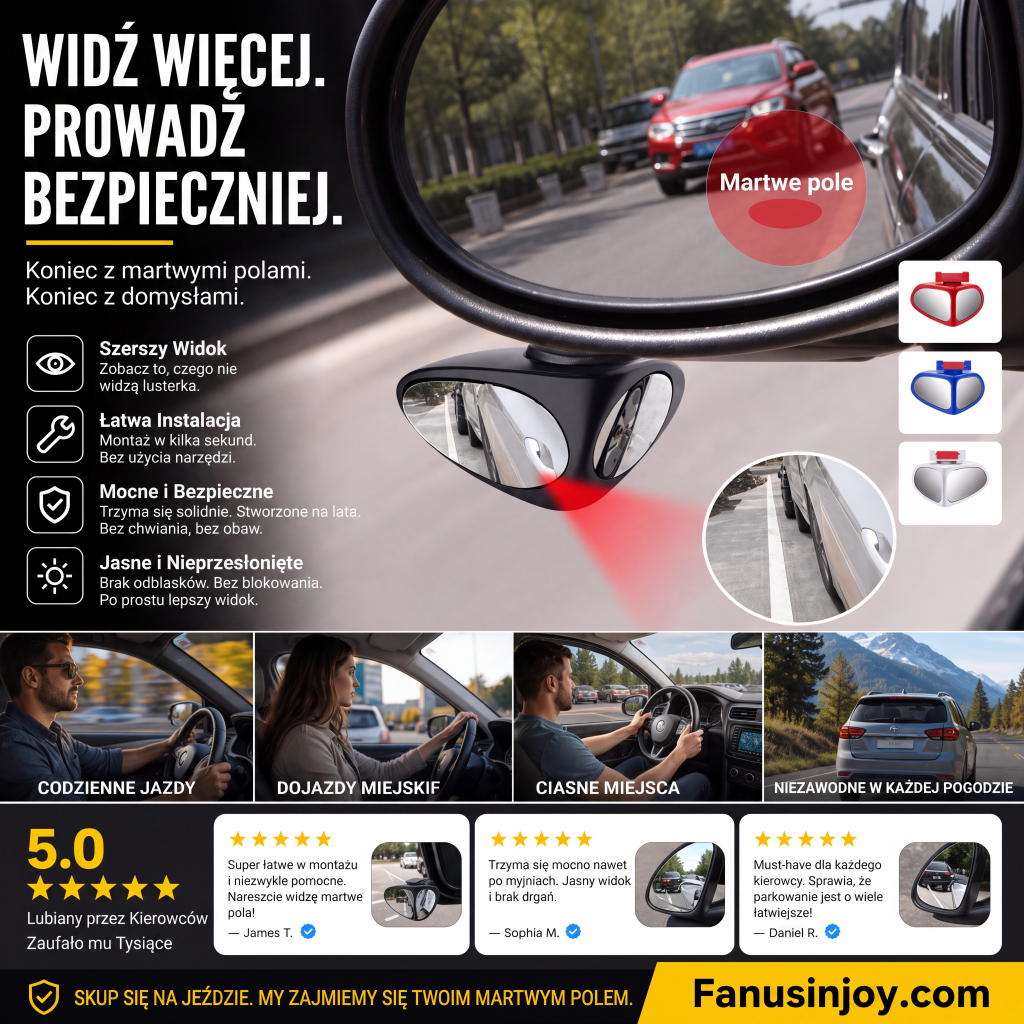 👀🚗 Nigdy nie przegapisz warunków drogowych dzięki pełnemu widokowi panoramiczna – dwustronne lusterko parkingowe HD, wodoodporne