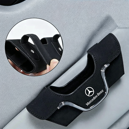 Uchwyt na okulary przeciwsłoneczne Velora™ z zamszu – klips premium z miejscem na kartę