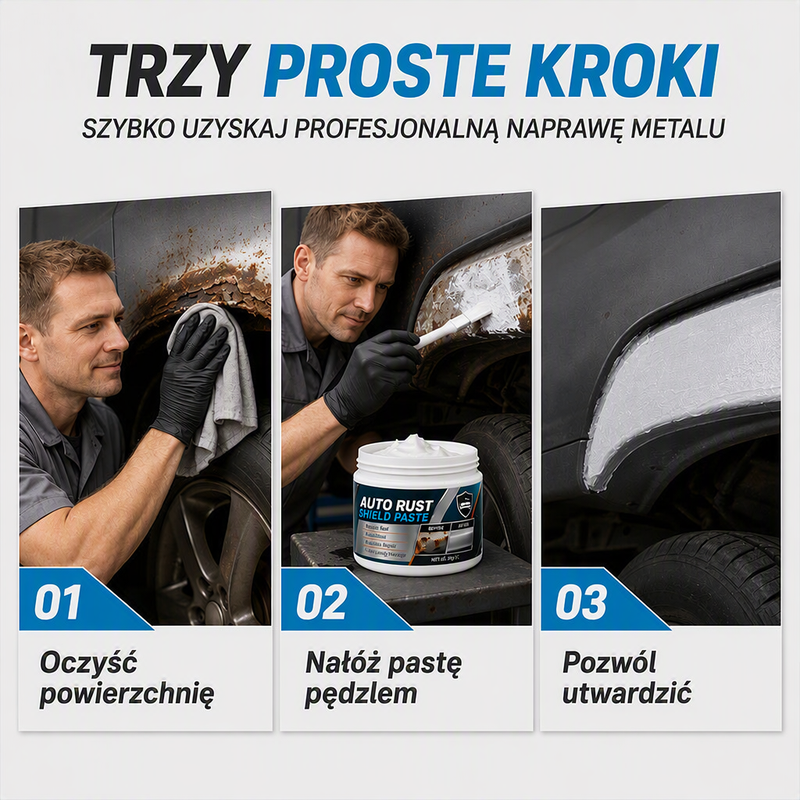 Gęsta biała pasta wnika w pory metalu – tworzy nieprzepuszczalną barierę, zapobiegając powstawaniu rdzy nawet w wilgotnych warunkach – Pasta antykorozyjna do samochodu – Na pobranie! 🚗