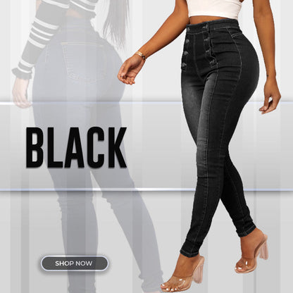 📦Płatność przy odbiorze👖Dżinsy skinny z wysokim stanem i podwójnymi rzędami