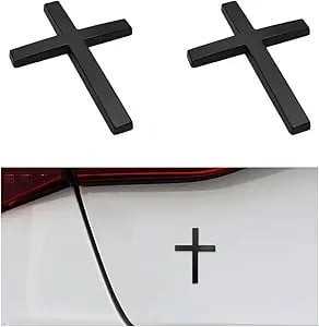 Naklejka samochodowa 3D z metalowym krzyżem