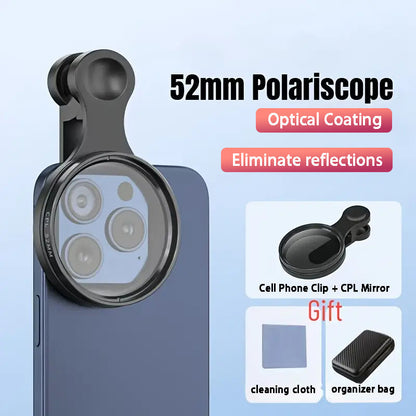 Filtr Heysliy 52mm CPL do telefonu z klipsem