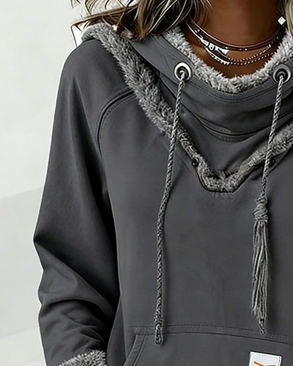 Bluza z długim rękawem i kieszeniami w stylu patchworku