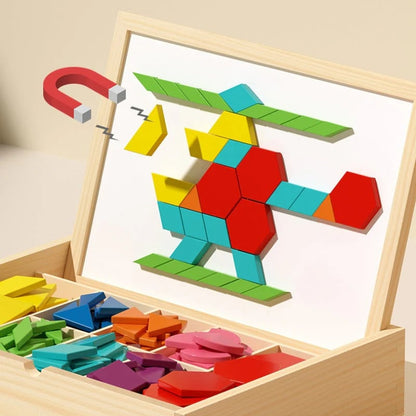 🎁Wyprzedaż świąteczna 50% TANIEJ🔥Zestaw drewnianych puzzli magnetycznych z wzorem🧩