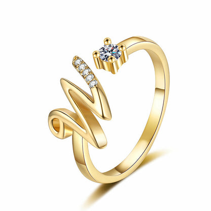 ⏳Ograniczona czasowo zniżka 50%⏰Regulowany pierścionek z inicjałem Sparkle dla kobiet💍