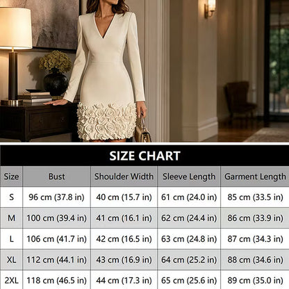 Elegancka sukienka damska z dekoltem w serek i długim rękawem