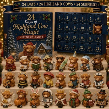 24 dagars jul adventskalender blindask bedårande höglandskor PVC ornament nedräkning presentset
