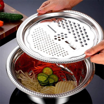 🍳 OFRTA LIMITOWANA – 50% ZNIŻKI! 🔥 Wielofunkcyjna misa ze stali nierdzewnej – niemiecka jakość, drobne sitko i tarka w zestawie – idealna do przesiewania, filtrowania i przygotowywania w kuchni ✨