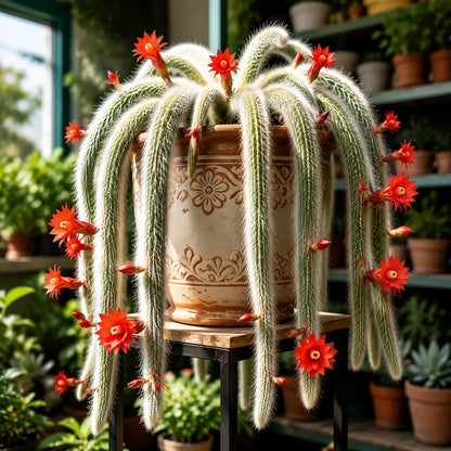🌵Rzadki kaktus Monkey Tail – żywy wodospad miękkiego, puszystego piękna
