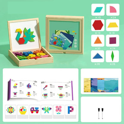 🎁Wyprzedaż świąteczna 50% TANIEJ🔥Zestaw drewnianych puzzli magnetycznych z wzorem🧩
