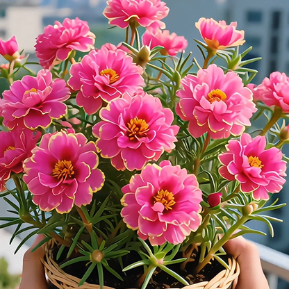 Złota koronka Portulaca🌸✨ Wspaniałe podwójne kwiaty dla bezproblemowego letniego koloru