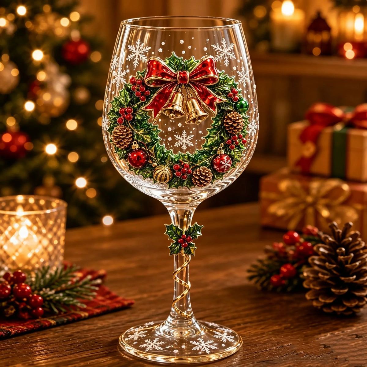 🔥🎁Zestaw świąteczny z kolekcją kieliszków do wina 3D w pudełku prezentowym✨