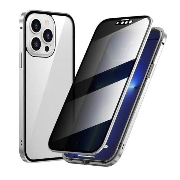 Magnetyczne etui na iPhone'a ze szkłem antyrefleksyjnym i metalem