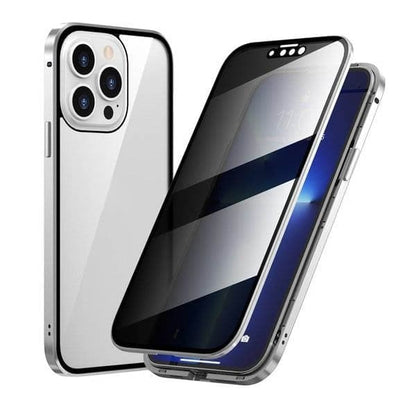 Magnetyczne etui na iPhone'a ze szkłem antyrefleksyjnym i metalem