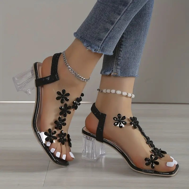 🔥Ostatnia oferta z 50% rabatem – sandały damskie z kwiatami i cyrkoniami