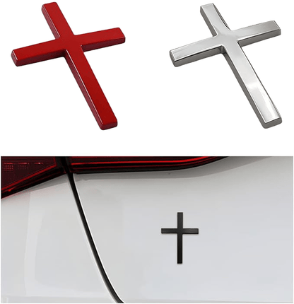 Naklejka samochodowa 3D z metalowym krzyżem