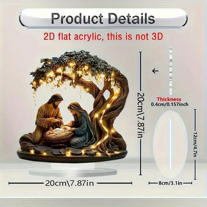 Noworodek, płaska dekoracja stołu z bożonarodzeniową scenką