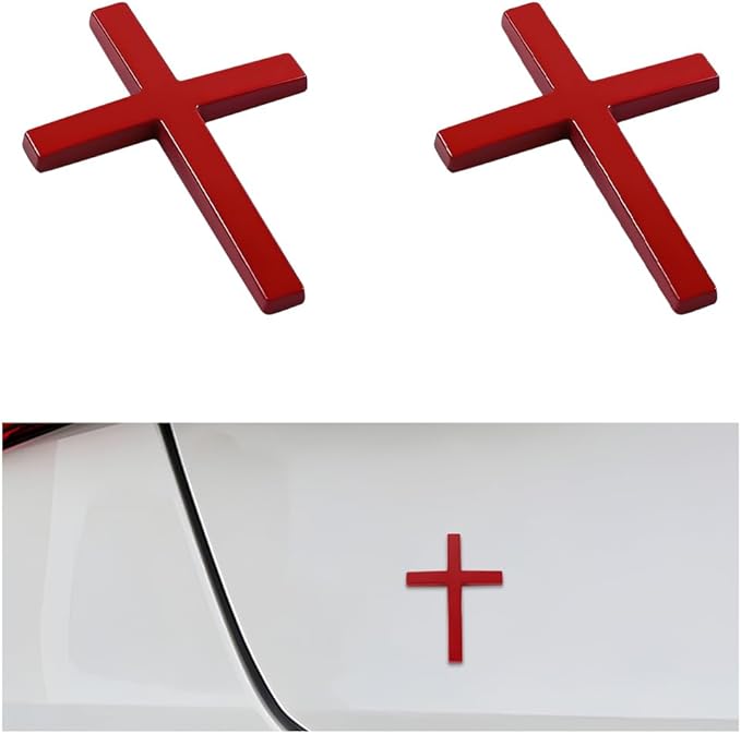 Naklejka samochodowa 3D z metalowym krzyżem