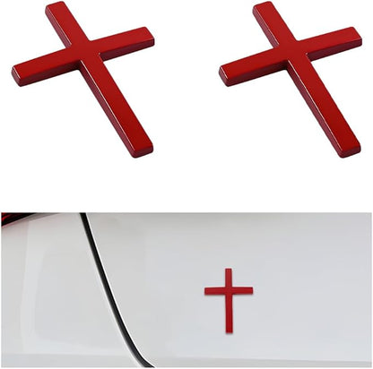 Naklejka samochodowa 3D z metalowym krzyżem