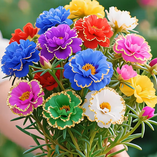 Złota koronka Portulaca🌸✨ Wspaniałe podwójne kwiaty dla bezproblemowego letniego koloru
