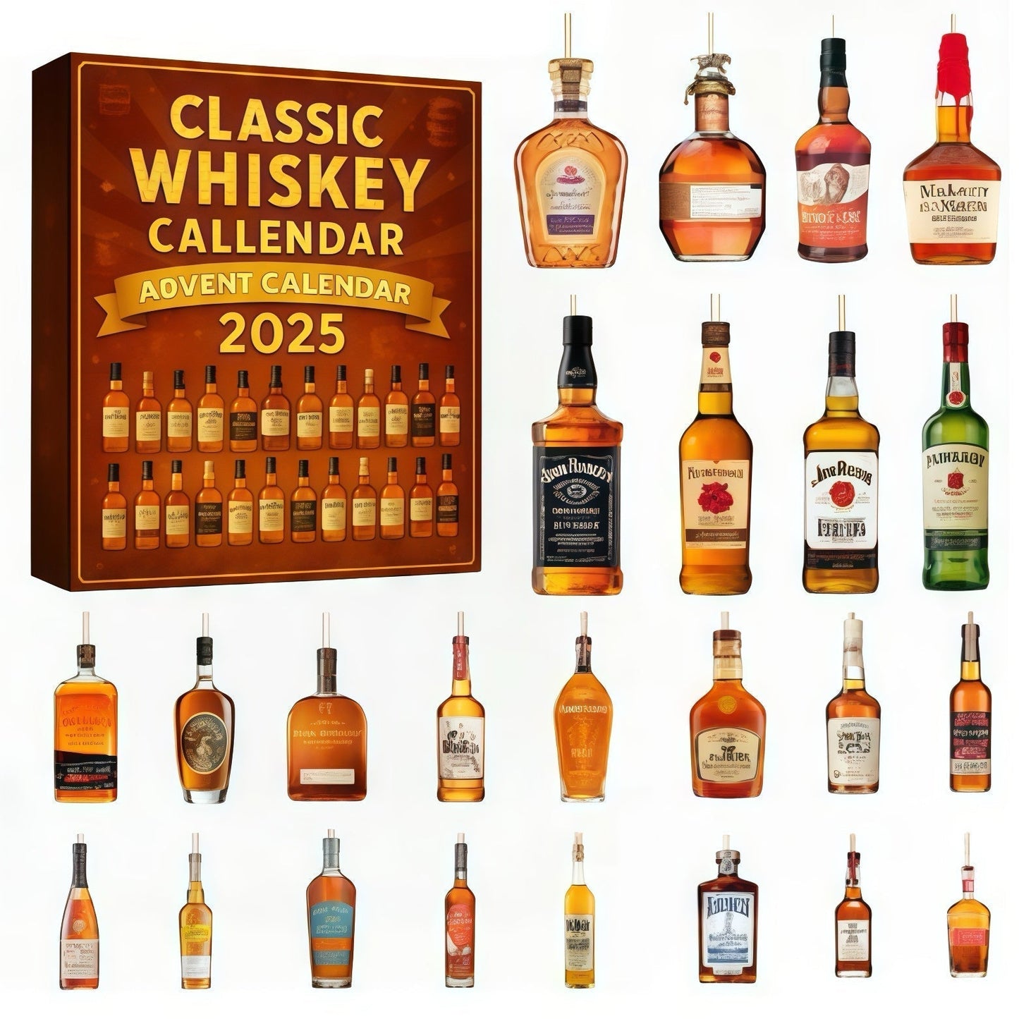 Piwo, whisky, butelka, świąteczne pudełko niespodzianka.