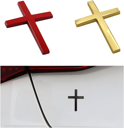 Naklejka samochodowa 3D z metalowym krzyżem