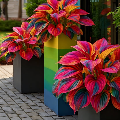 🌈🔥 Limitowana edycja host Rainbow Flame – rzadkie wielokolorowe liście, dostępne wyłącznie w naszym sklepie 🌸