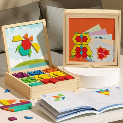 🎁Wyprzedaż świąteczna 50% TANIEJ🔥Zestaw drewnianych puzzli magnetycznych z wzorem🧩