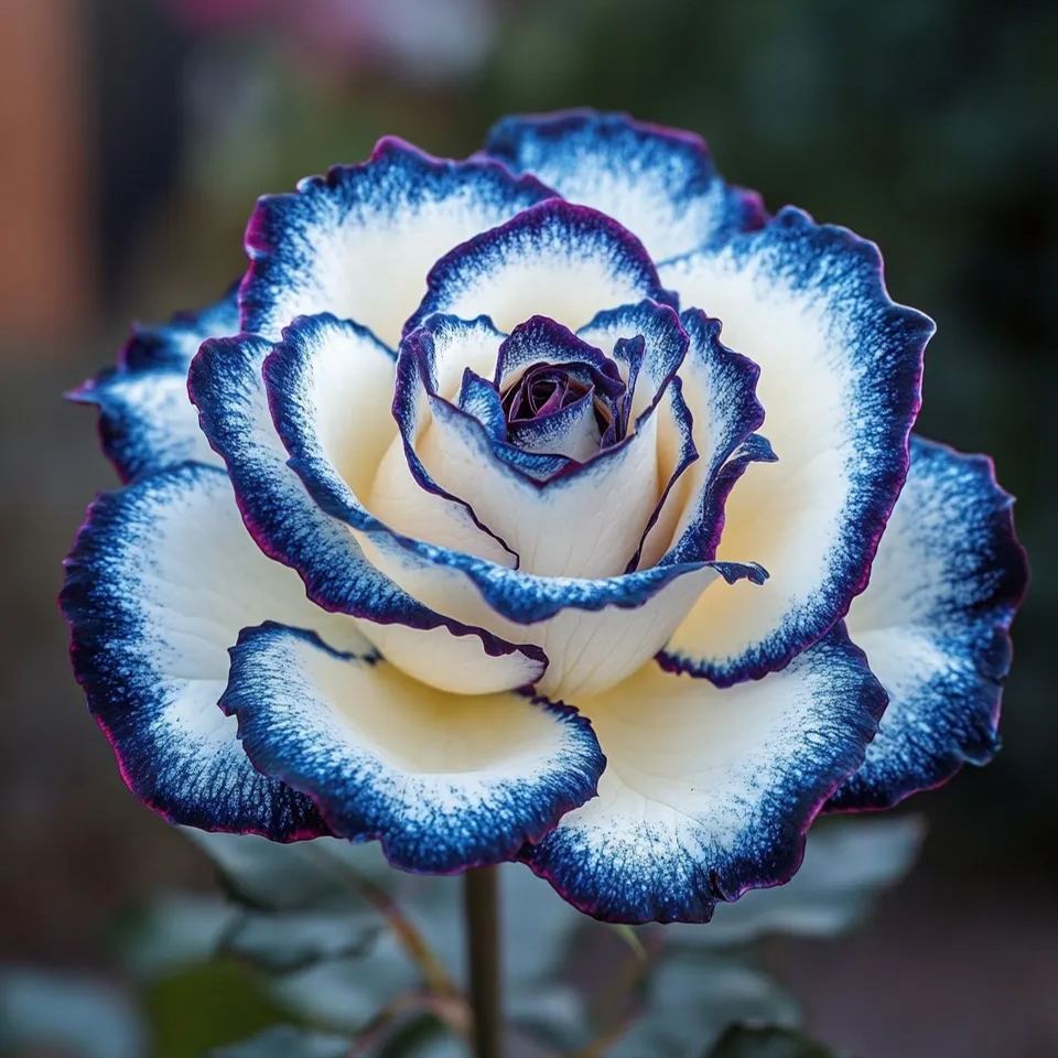 Rzadka róża Blue Moon 🌌 i wielokolorowa róża koronkowa 🌈🌹