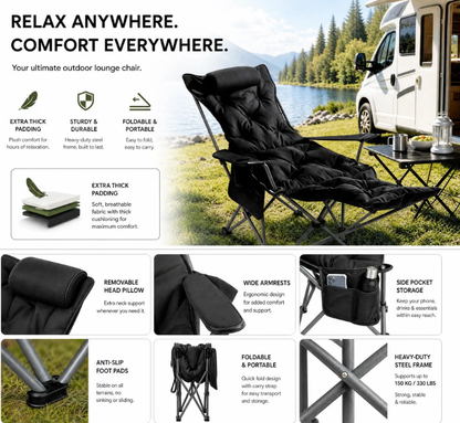 🪑 Regulowane, składane krzesło ogrodowe – Lekkie, solidne i wszechstronne – Idealne do ogrodu, na kemping, na plażę lub na taras – Łatwe do przenoszenia i rozkładania 🏕️✨