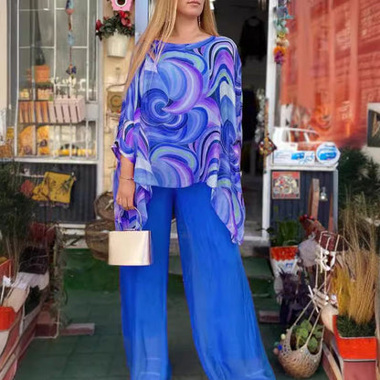 【🎊Stylowy i elegancki】💞Kolorowy damski letni dwuczęściowy komplet z szyfonu