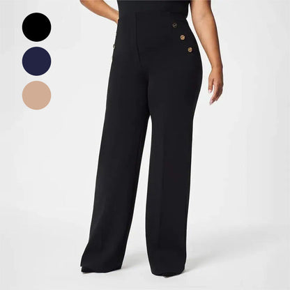 🔥 Damskie spodnie Plus Size z wysokim stanem i szerokimi nogawkami-TAB
